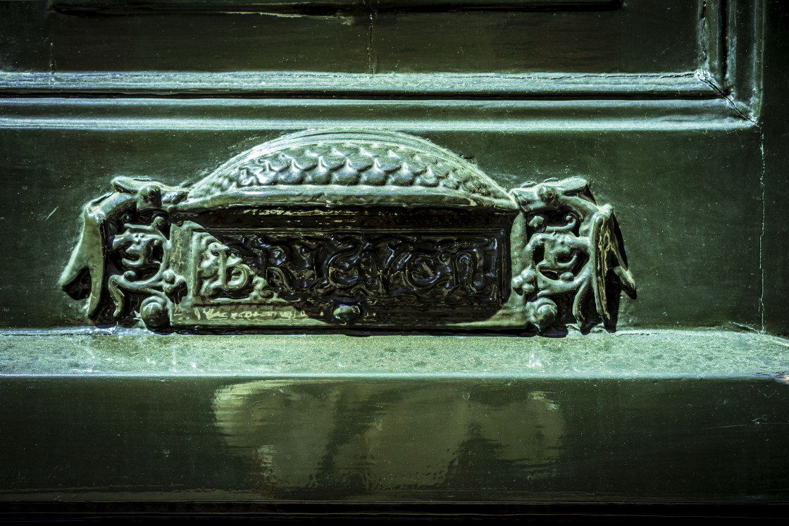 "Ornate letterbox in a green door" by TTStock - $18.36 "Ornate letterbox in a green door" stock image