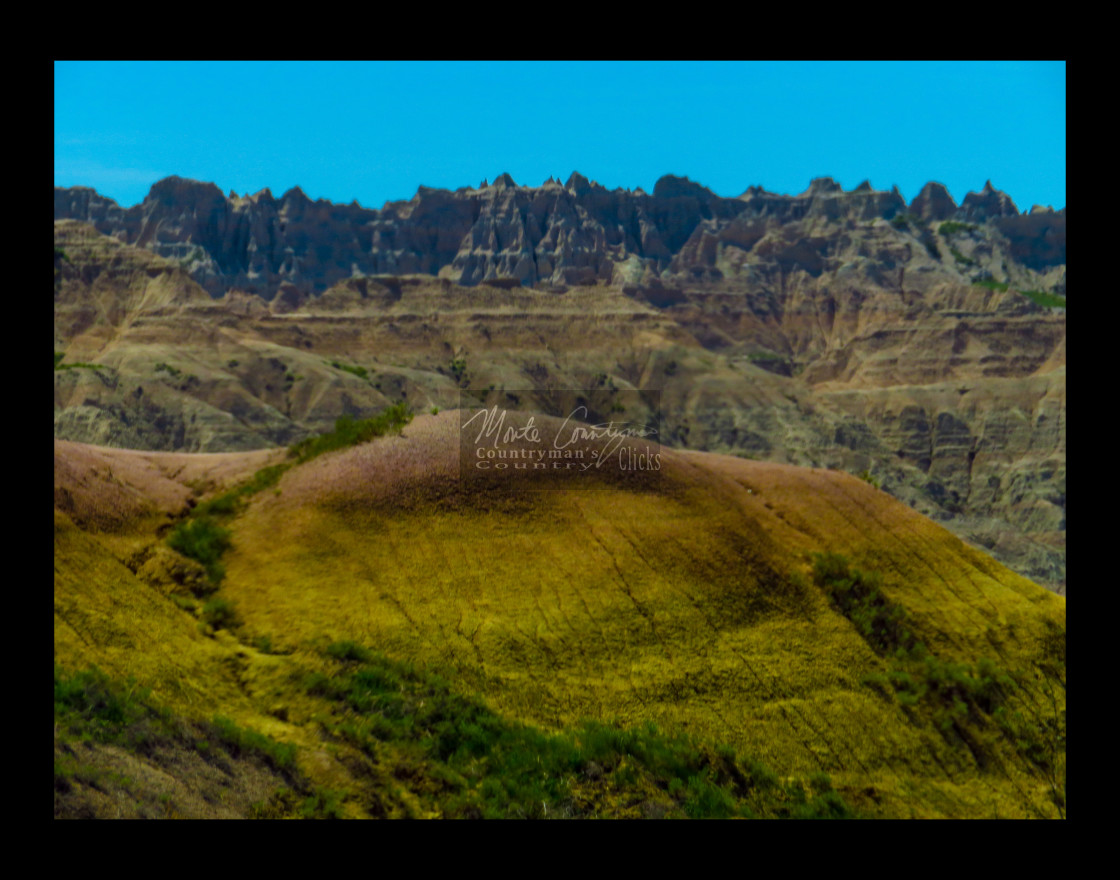 "Badlands - Near and Far - Yellow Mounds" stock image