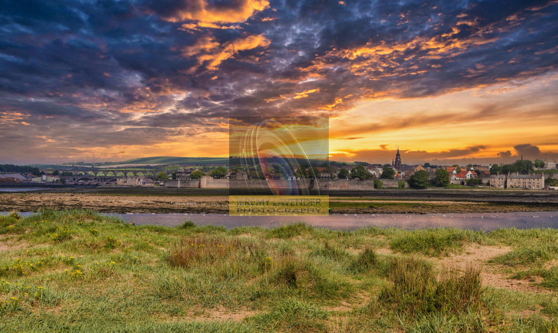 "Sunset over Berwick-upon-Tweed" by Jeremy Lavender Photography - $37.29 "Sunset over Berwick-upon-Tweed" stock image