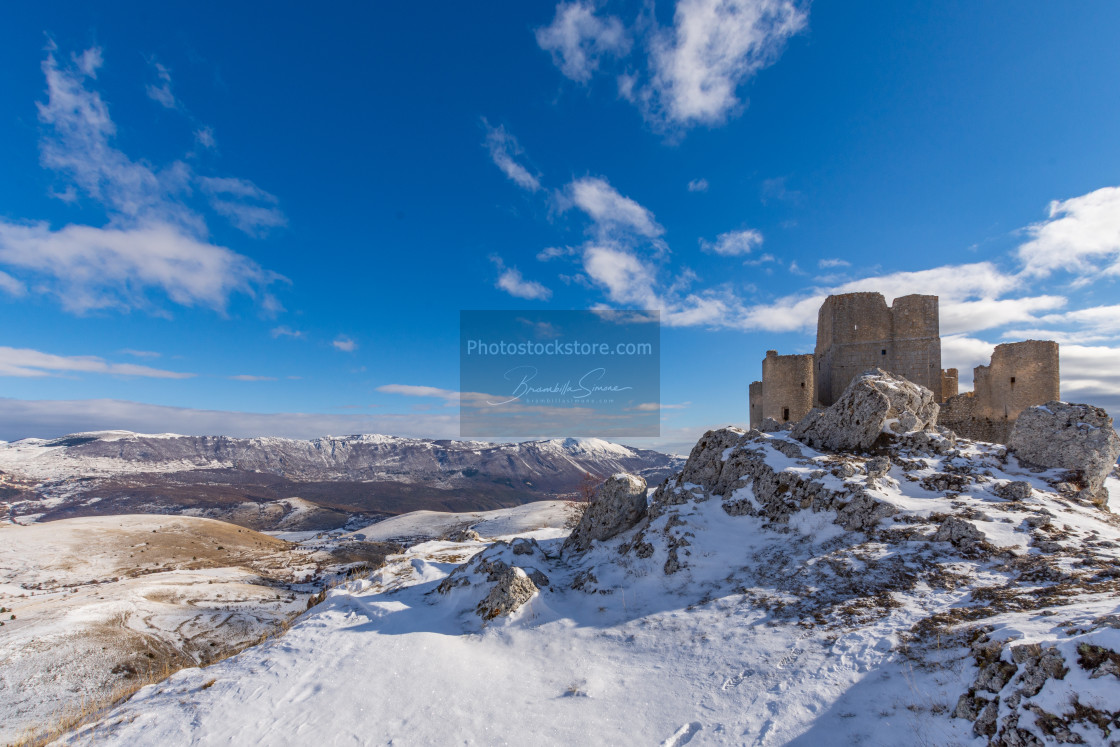 "Rocca Calascio under the snow on a sunny day" by Brambilla Simone - £5.00 "Rocca Calascio under the snow on a sunny day" stock image