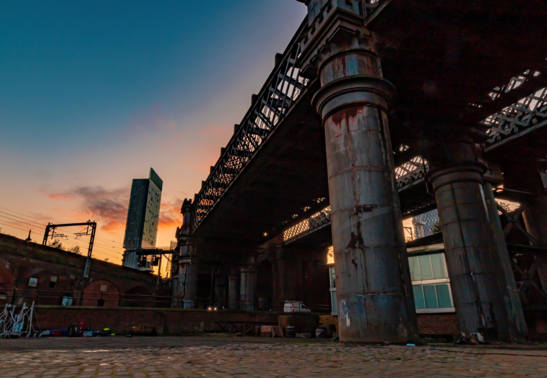 "Sunrise In Castlefield With The Beetham Tower - Manchester, UK" by Lewis Fink - £10.00 "Sunrise In Castlefield With The Beetham Tower - Manchester, UK" stock image
