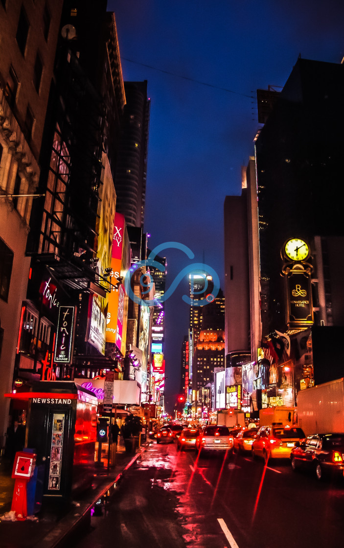 "Times Square Traffic at Night" stock image