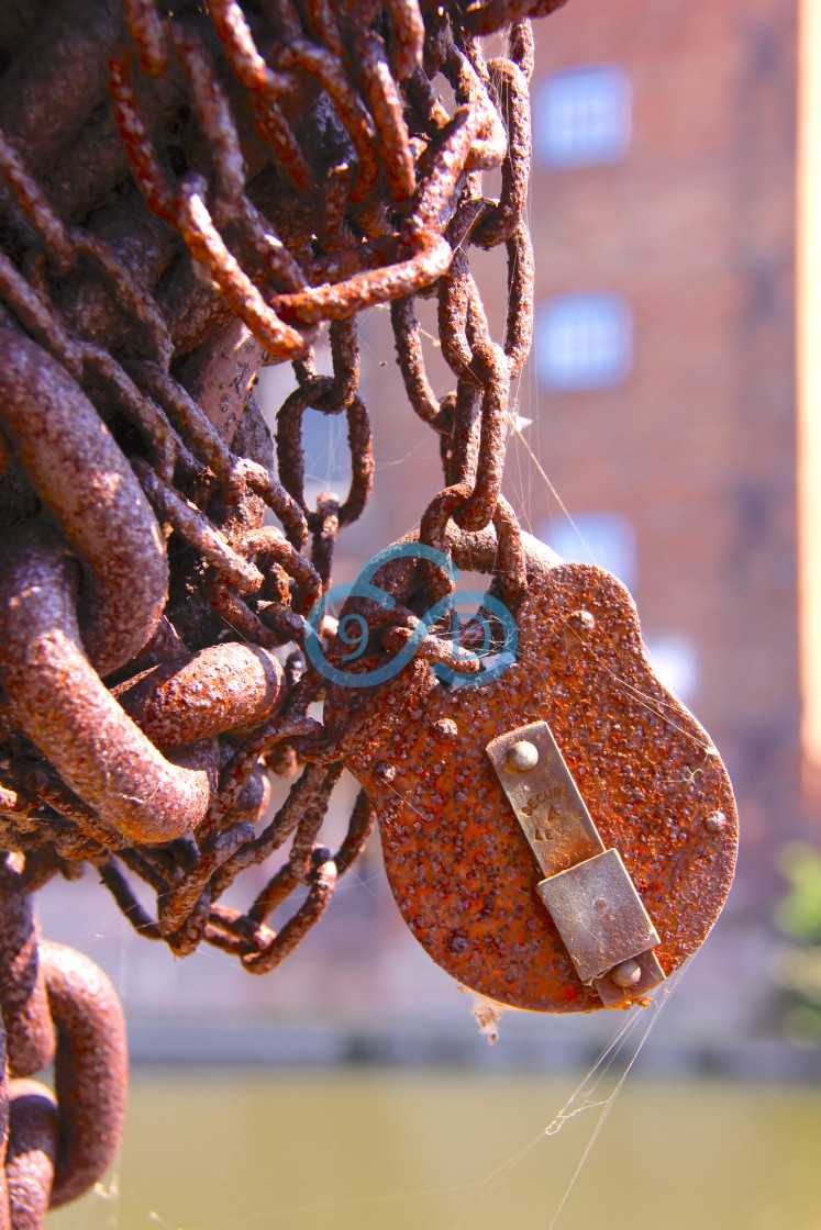 "Old Rusty Lock & Chains" stock image