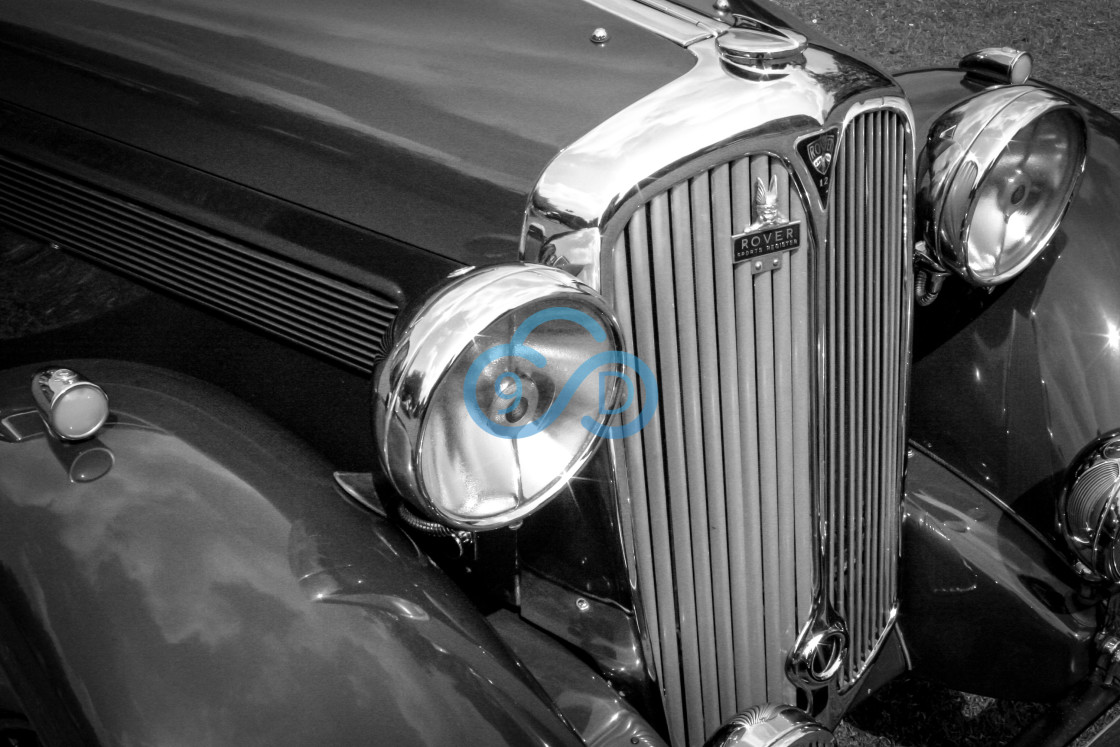 "Vintage Rover 12 Car Headlights & Radiator Grill" stock image