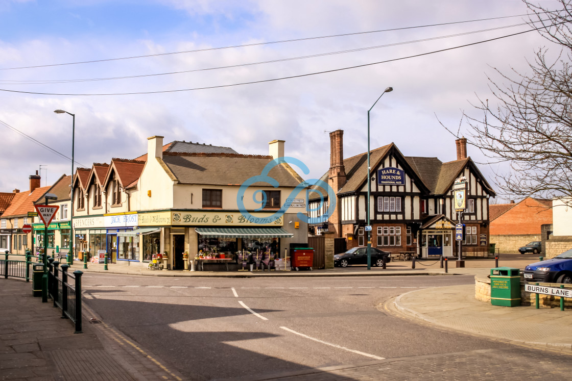 "Shops and the Hare and Hounds" stock image