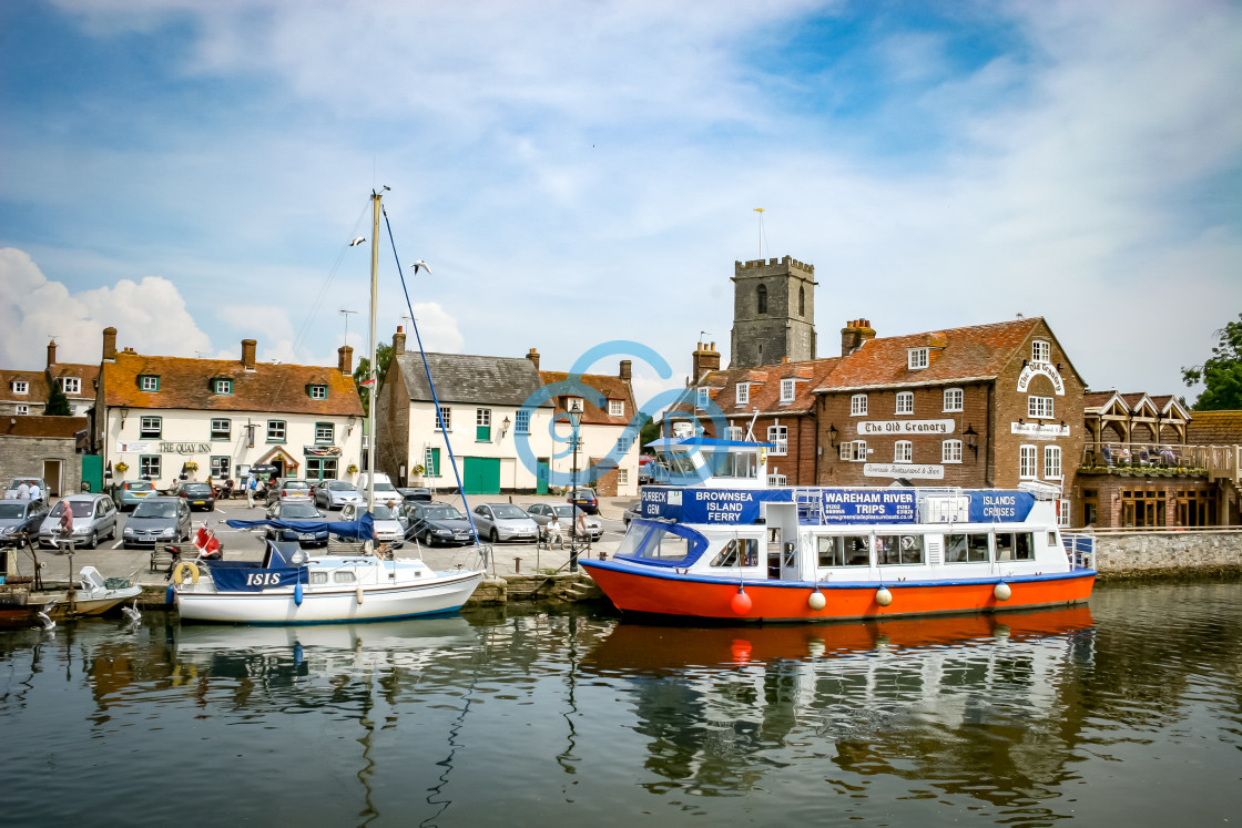 "Boats on the River Frome, Wareham" stock image