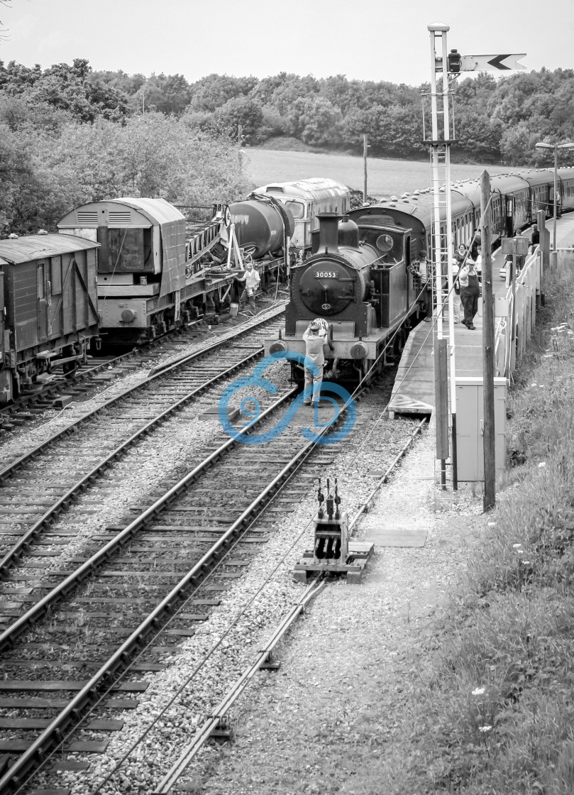 "Steam Train at Corfe Castle Train Station" stock image