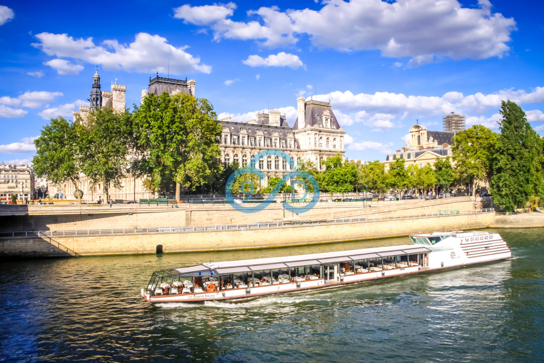 "Tourism Boat on the River Seine, Paris" stock image