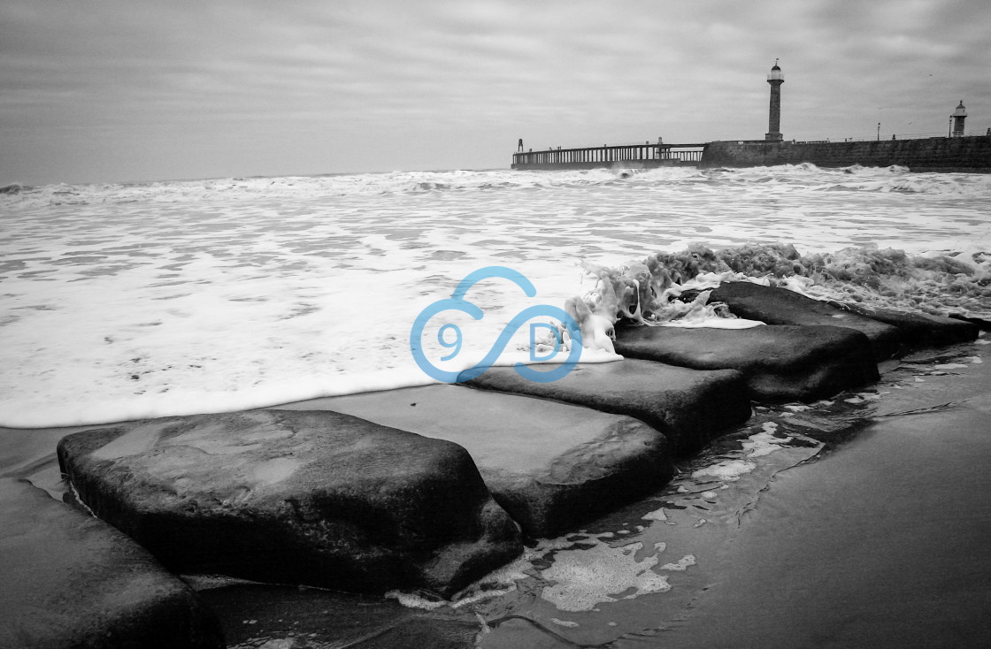 "Whitby Lighthouses" stock image