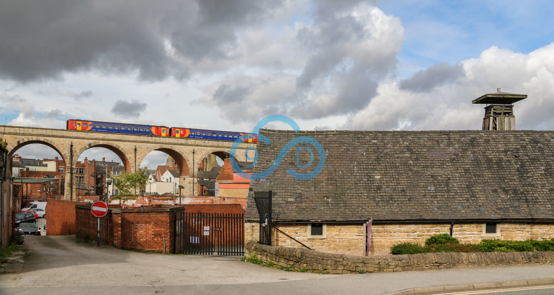 "Train crossing Mansfield Viaduct" stock image