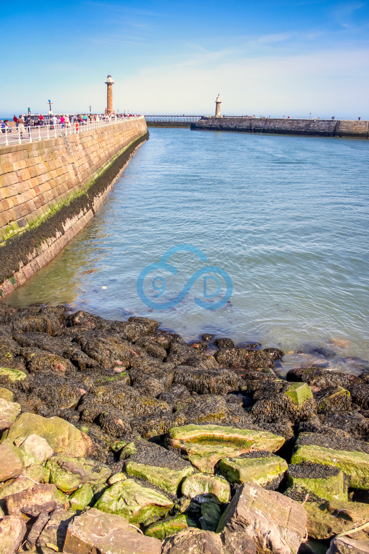 "Whitby Lighthouses" stock image