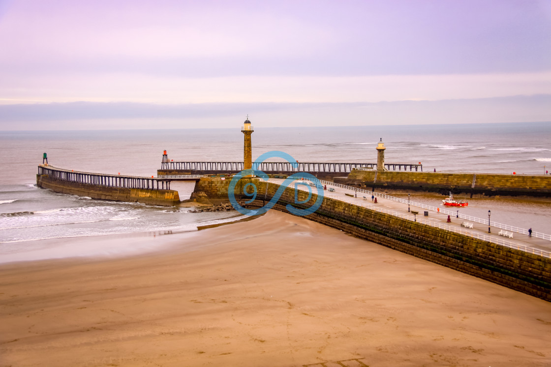 "Whitby Lighthouses" stock image