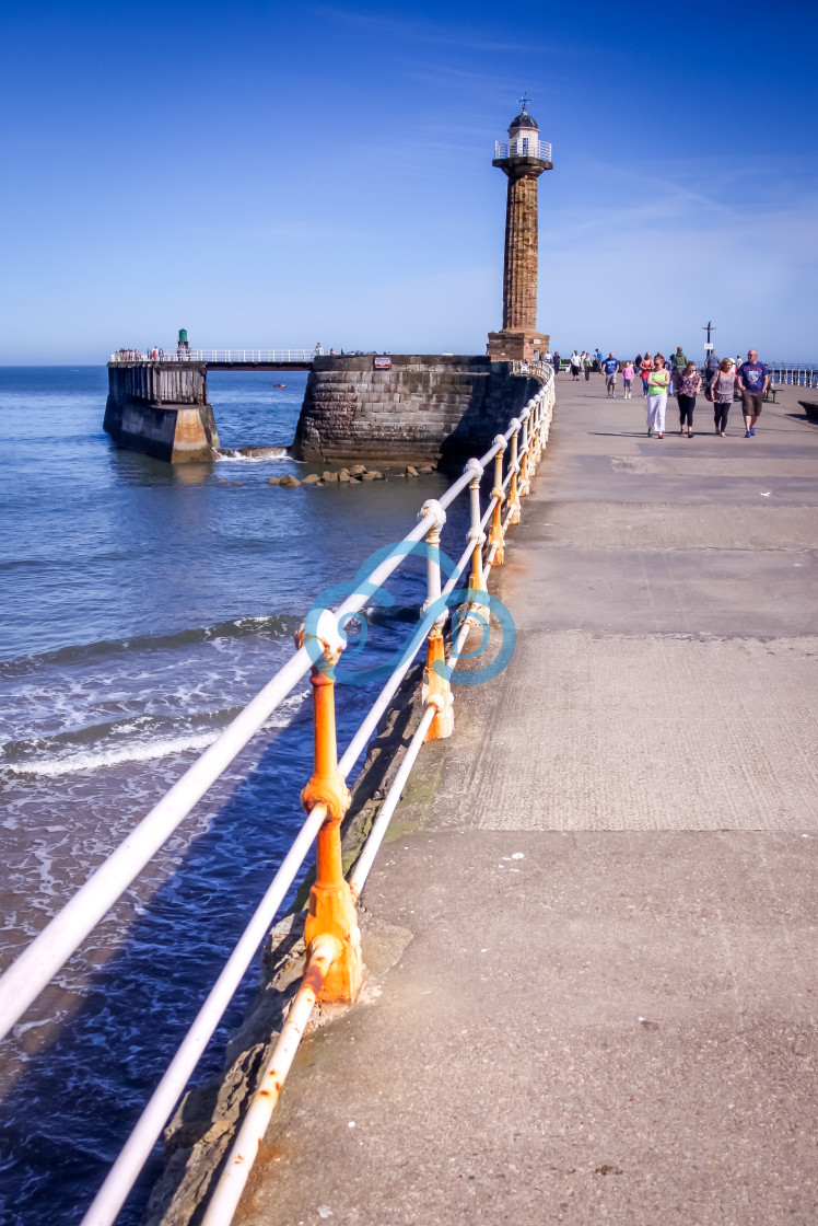 "Whitby West Lighthouse" stock image