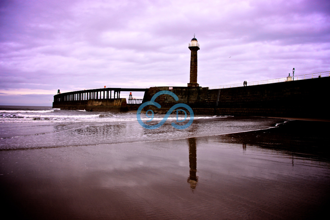 "Whitby West Lighthouse" stock image