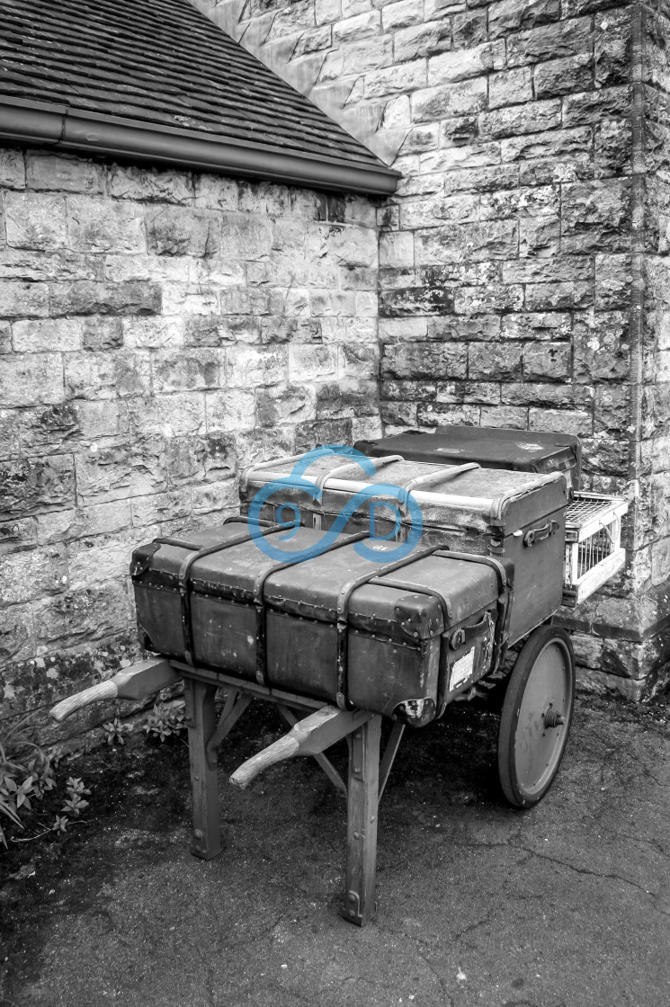 "Train Station Trolley and Luggage" stock image