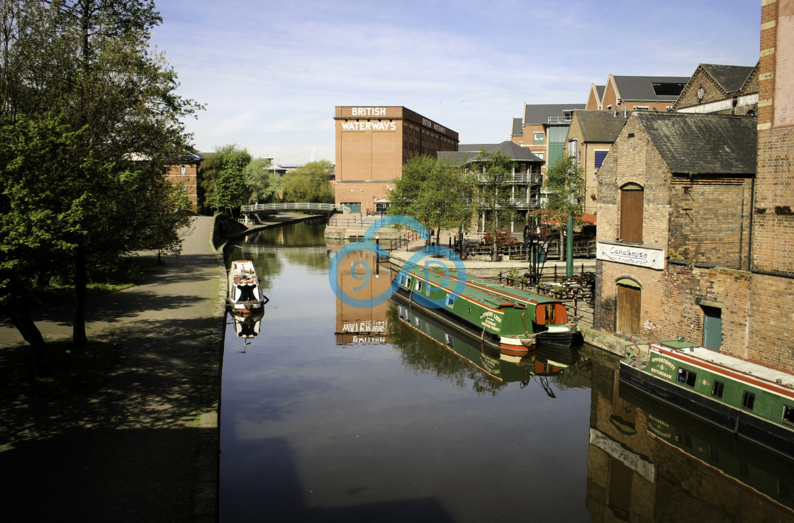 "Narrowboats at the Canalhouse, Nottingham" stock image