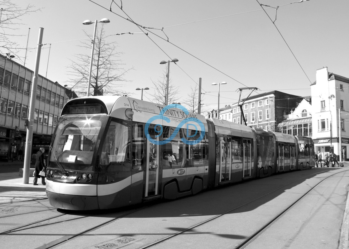 "Tram in Nottingham City Centre" stock image