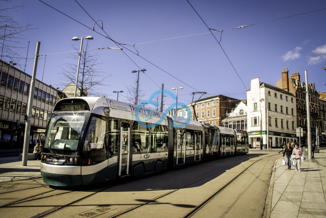 "Tram in Nottingham City Centre" stock image