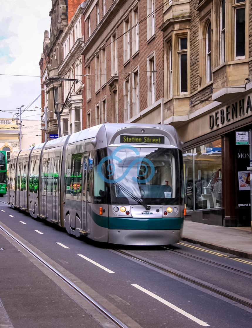 "Tram in Nottingham City Centre" stock image