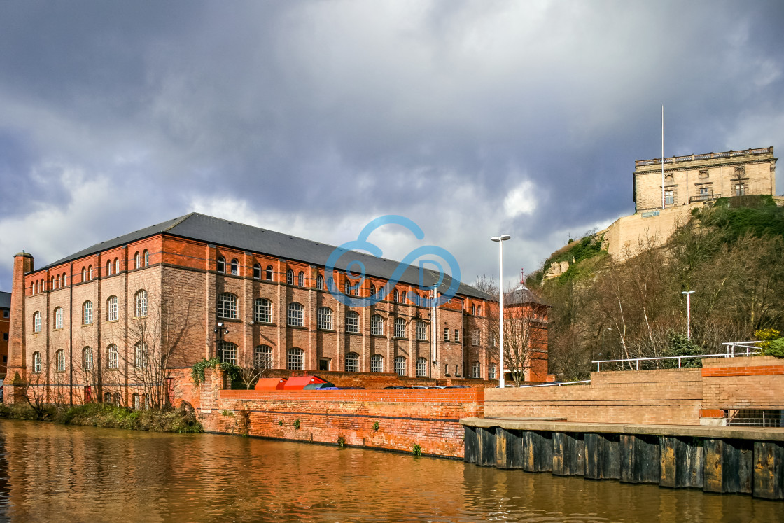 "Victorian Warehouse and Nottingham Castle" stock image