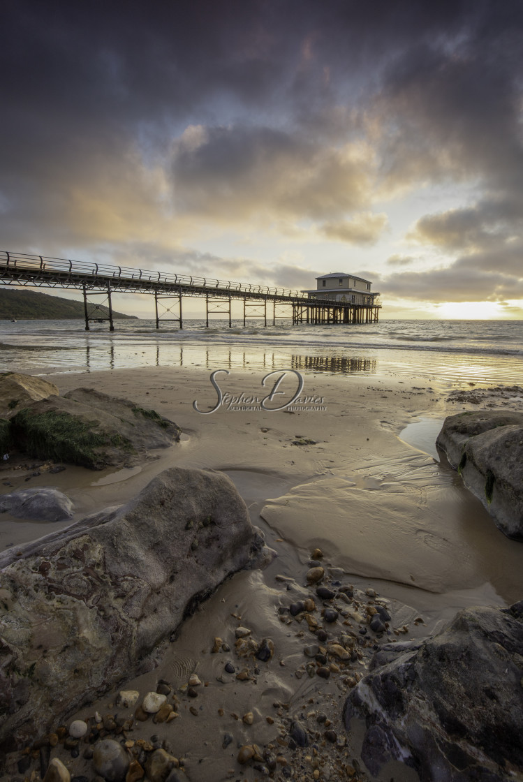 "Totland Bay Pier at Sunset - Isle of Wight" stock image