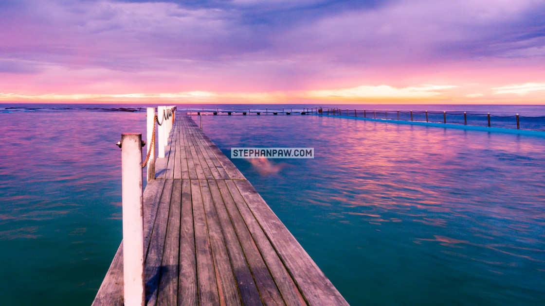 "Sunrise over to North Narrabeen rock pool // Sydney, Australia" stock image