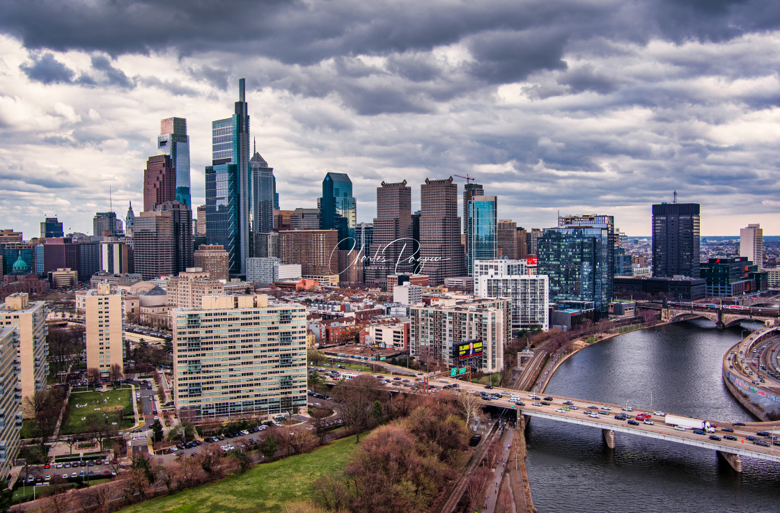 "A Heavenly View Cityscape of Philadelphia" stock image