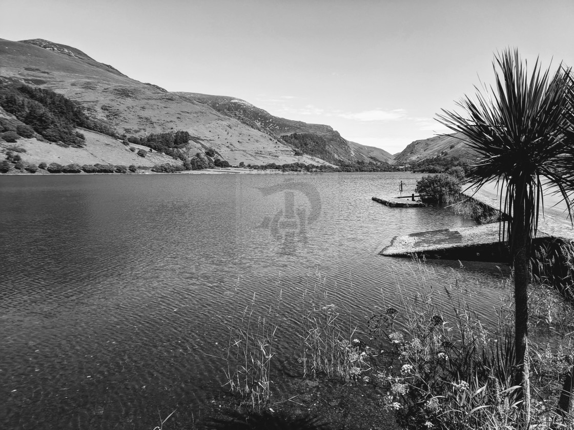 "Llyn Mwyngil black and white" stock image