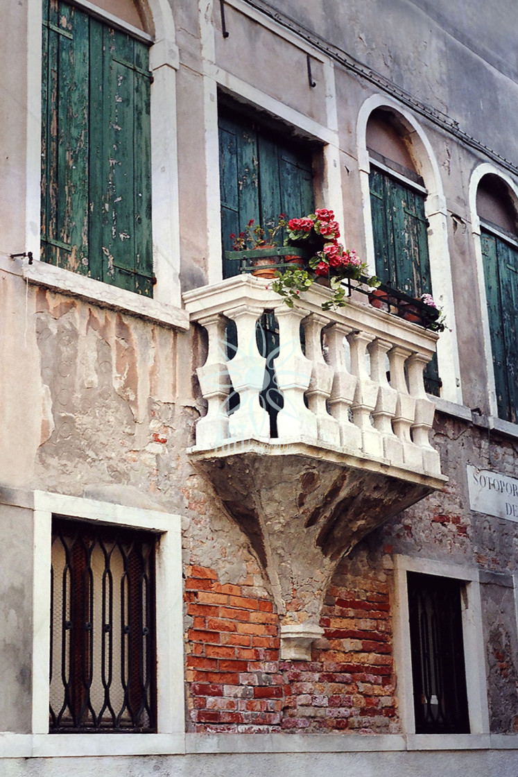 "Old Balcony in Spain Red Flowers" by Jocelyn Ball - $6.31 "Old Balcony in Spain Red Flowers" stock image