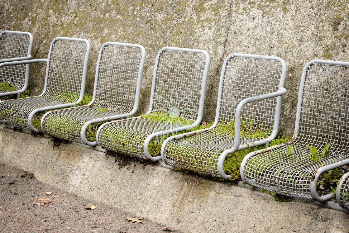 "Urban Grunge Metal Chairs and Weeds" by Jocelyn Ball - $6.31 "Urban Grunge Metal Chairs and Weeds" stock image