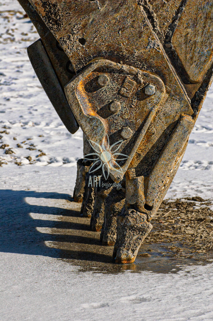 "Excavator Claw in Snow" by Jocelyn Ball - $6.31 "Excavator Claw in Snow" stock image