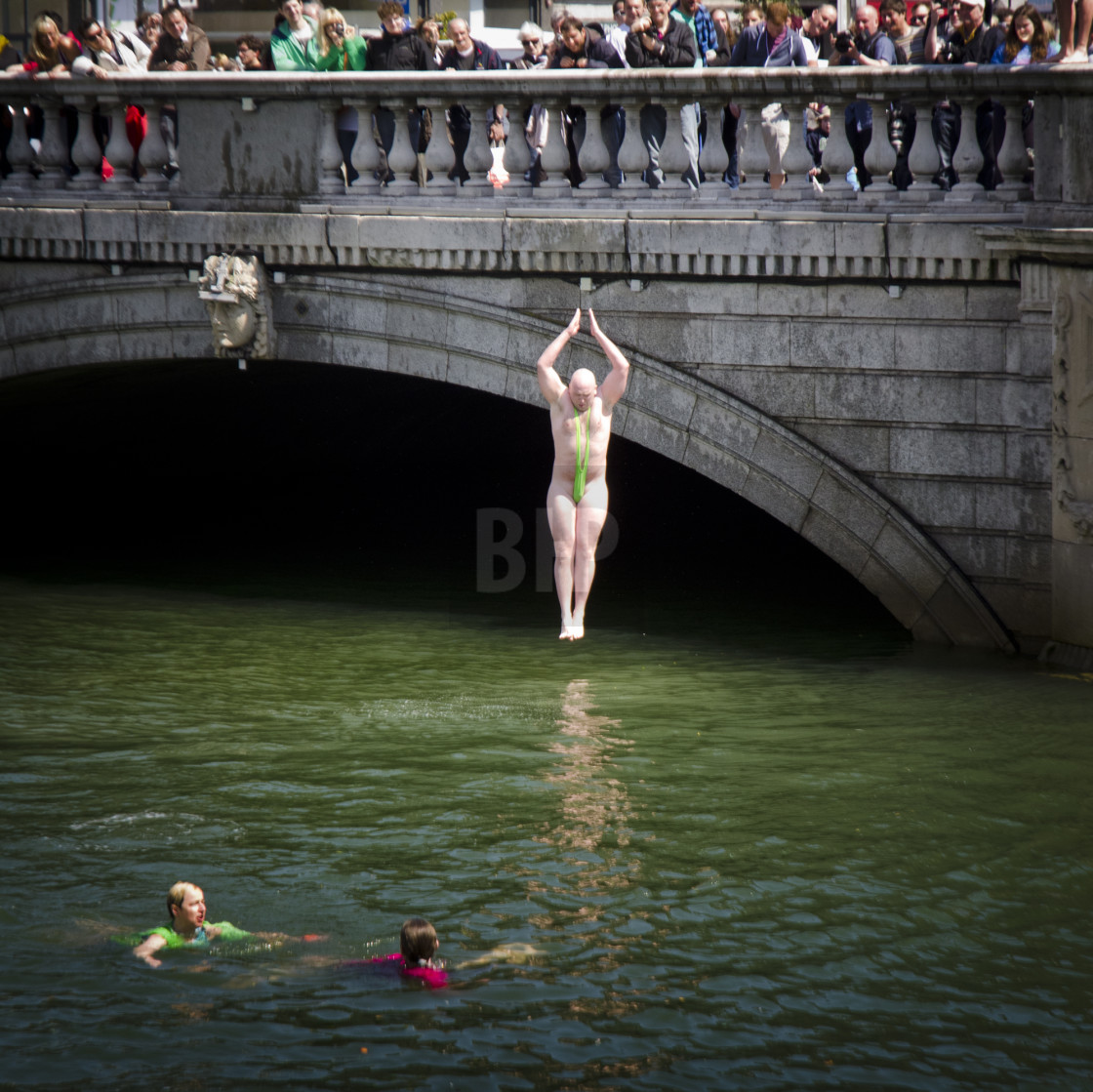 "Jump into River Liffey" by Brendan Howard - £10.00 "Jump into River Liffey" stock image