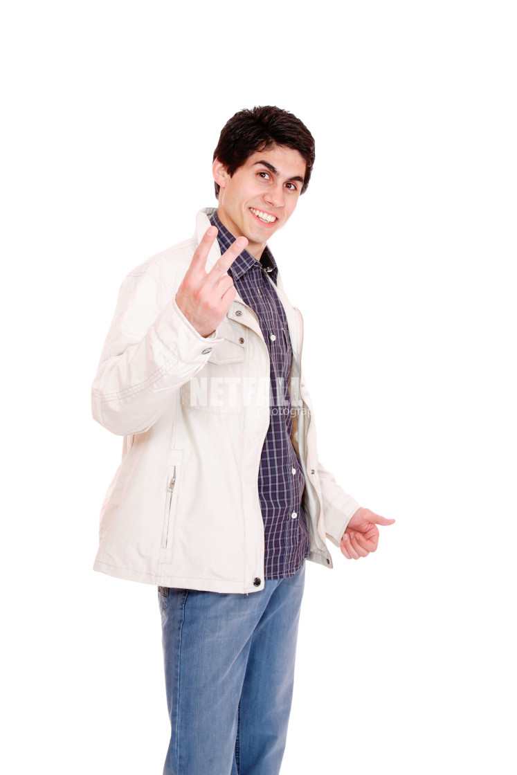 "happy young casual man portrait" stock image