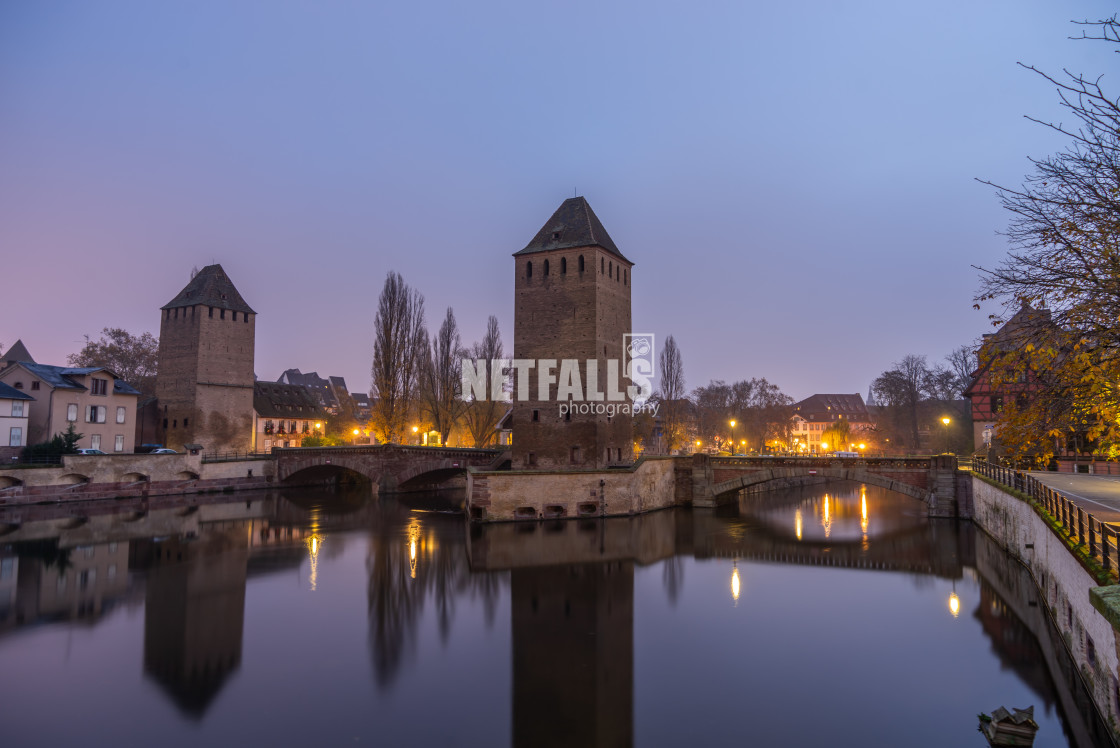 "Tourist area "Petite France" in Strasbourg, France and covered bridges" stock image