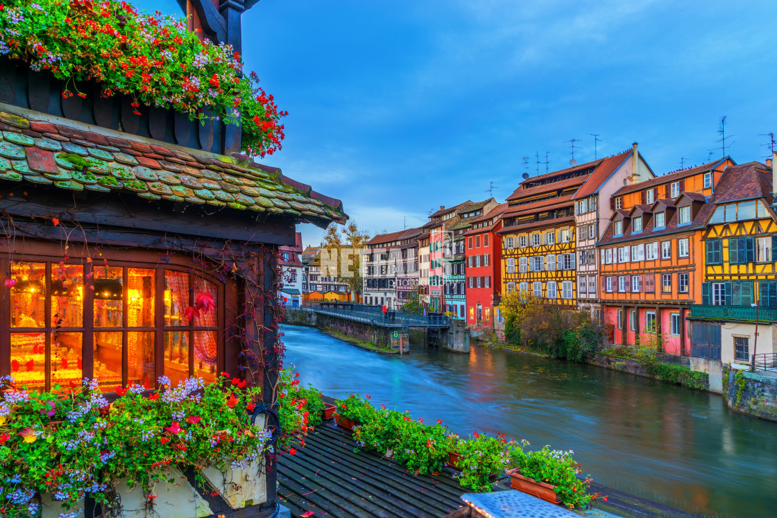 "Strasbourg Alsace France. Traditional half timbered houses" stock image