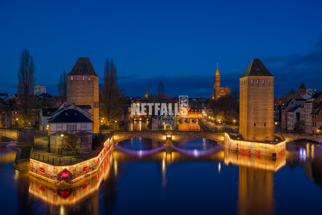 "Ponts Couverts from the Barrage Vauban in Strasbourg France" stock image