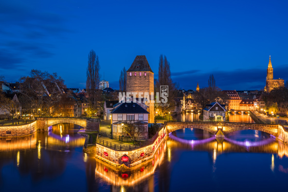 "Tourist area "Petite France" in Strasbourg, France and covered bridges" stock image