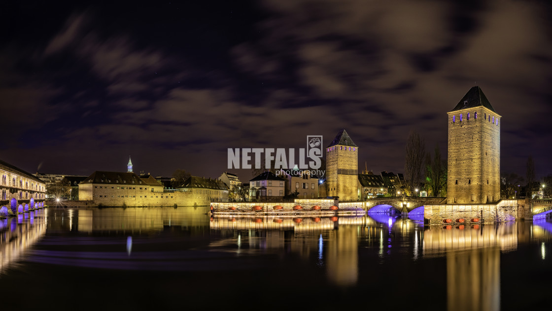 "Tourist area "Petite France" in Strasbourg, France and covered bridges" stock image