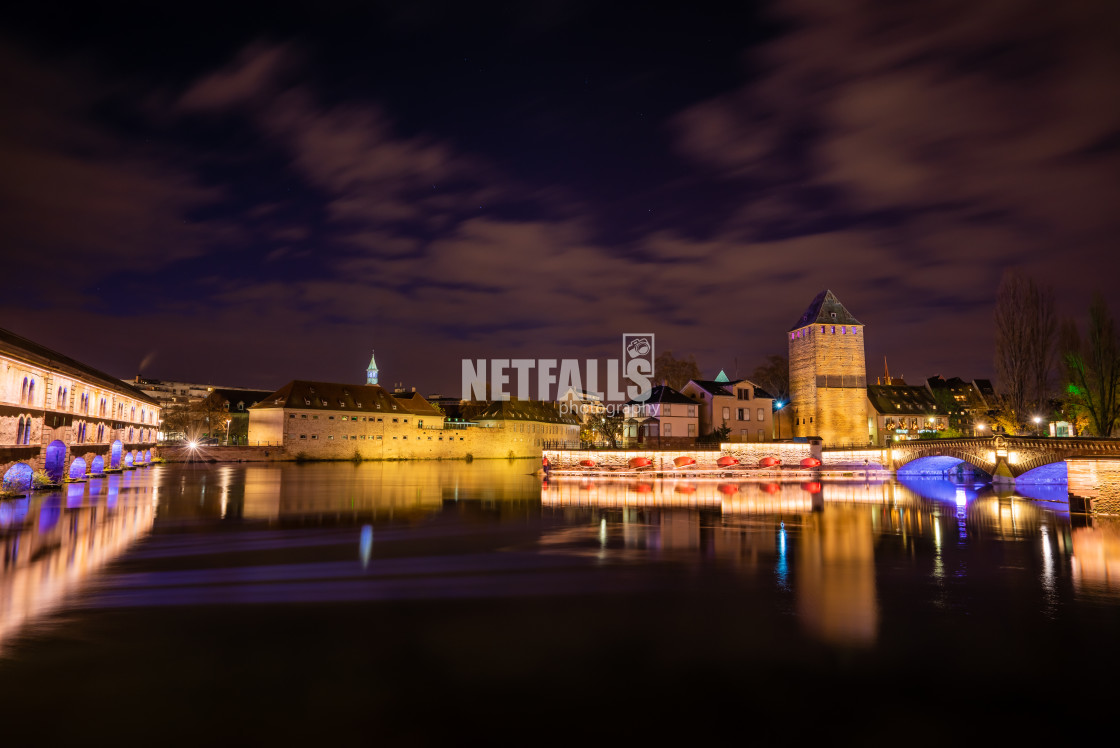 "Tourist area "Petite France" in Strasbourg, France and covered bridges" stock image