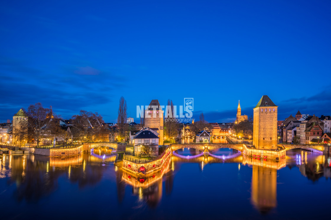 "Tourist area "Petite France" in Strasbourg, France and covered bridges" stock image