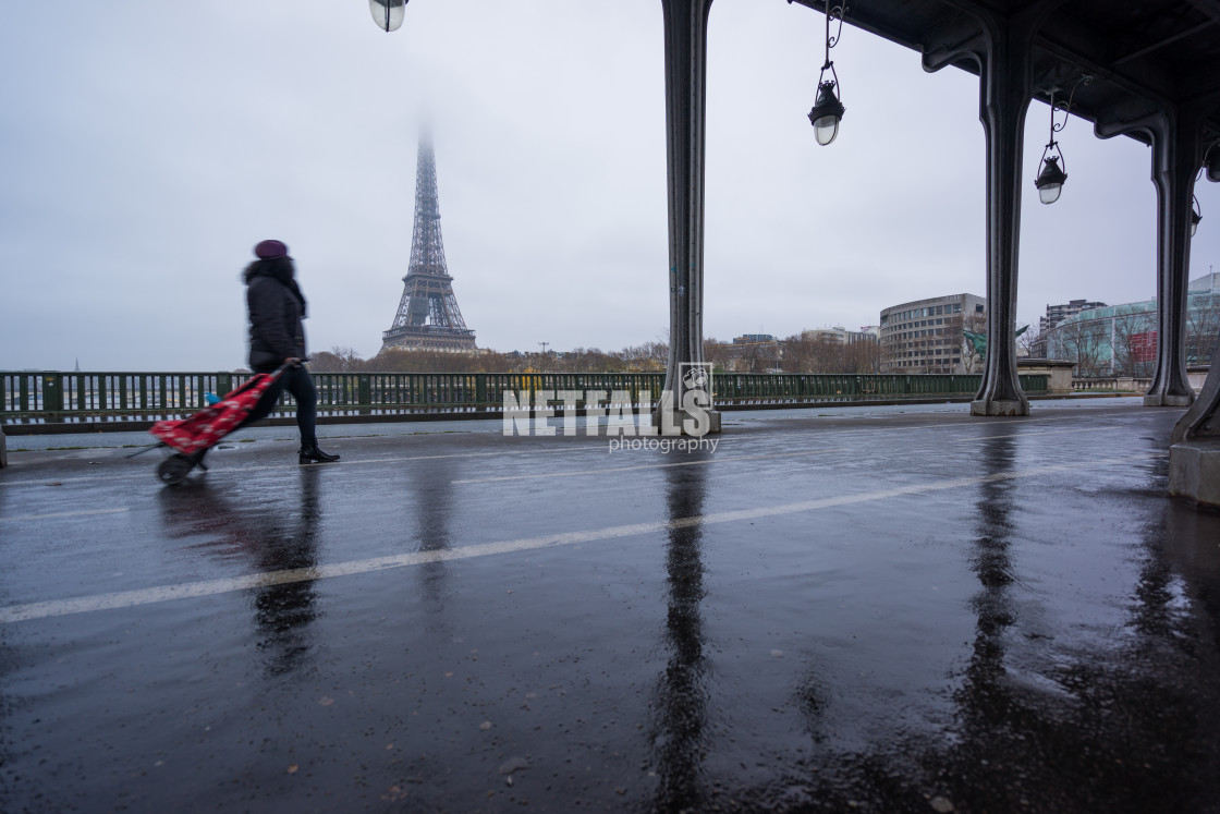 "The Eiffel tower at Paris from the river Seine in morning" stock image