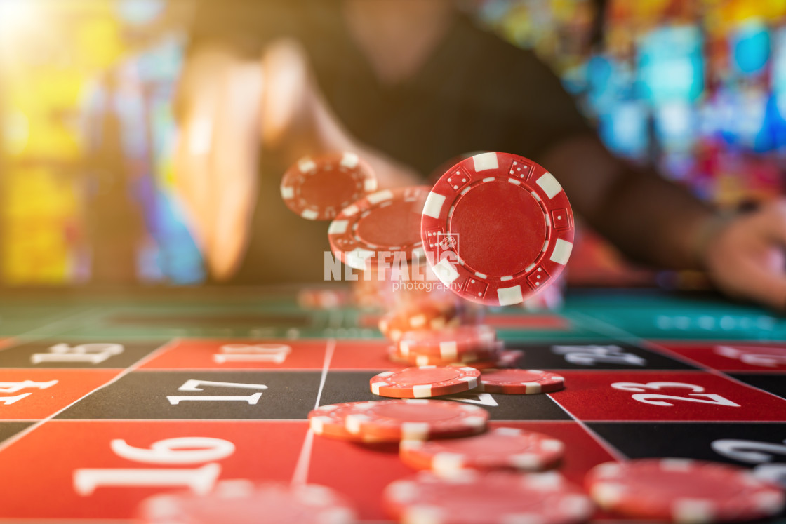 "Man playing roulette at the casino" stock image