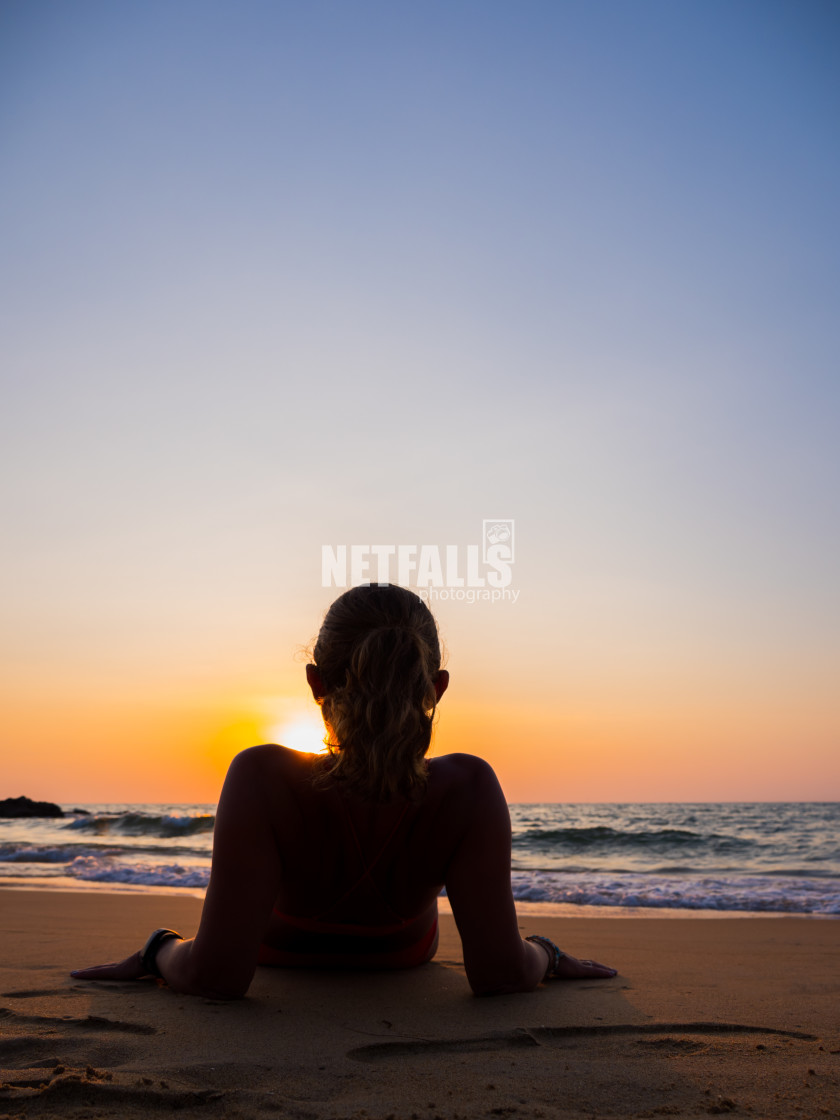 "Woman in swiming suit posing on the beach" stock image