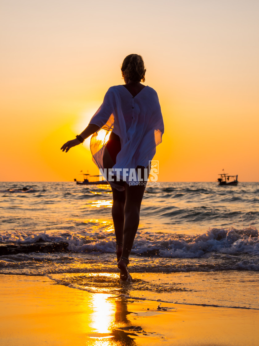 "Woman in swiming suit posing on the beach" stock image