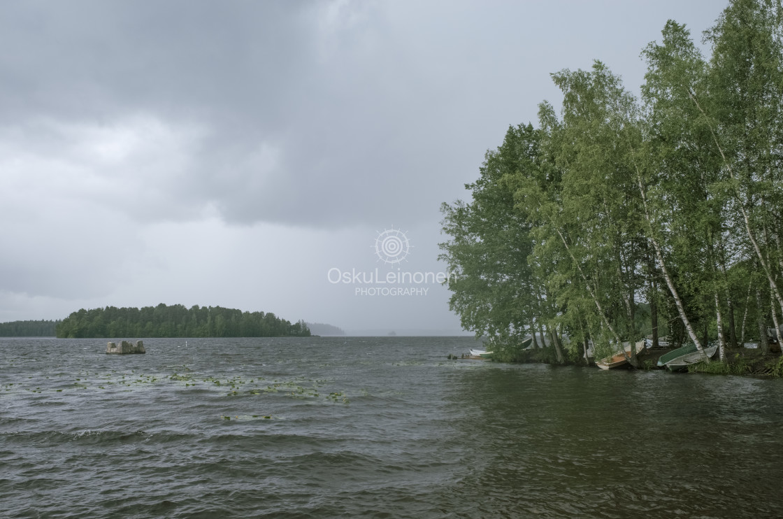 "Lake Pyhä At Rain IV" stock image