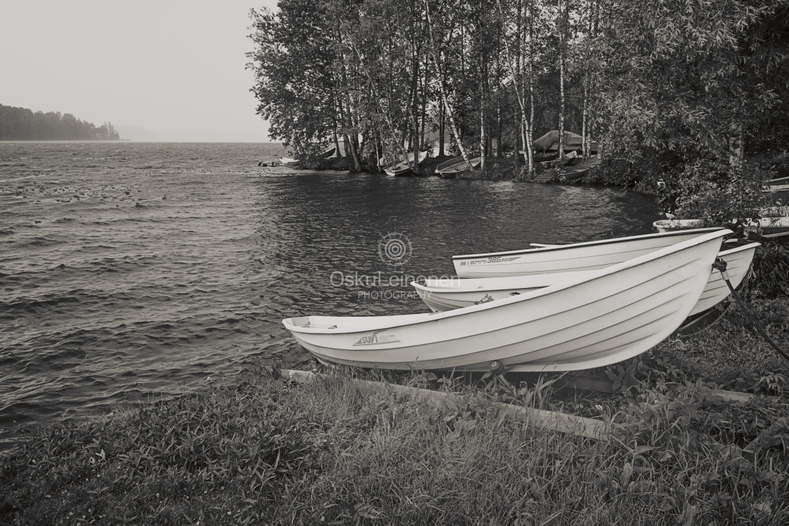 "Rowing Boats At Rain" stock image