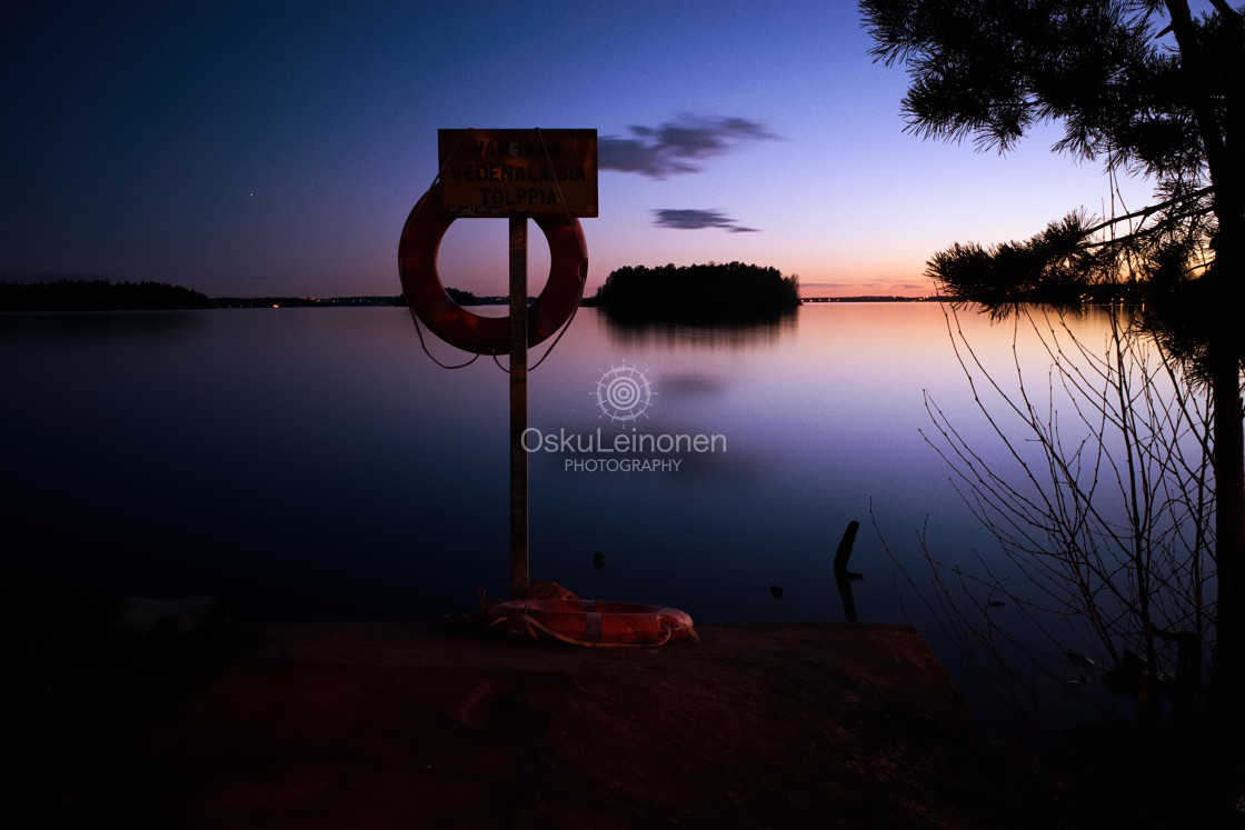 "Life Buoy At Night" stock image