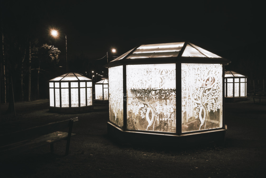 "Lielahti At Night IV (Greenhouse)" stock image