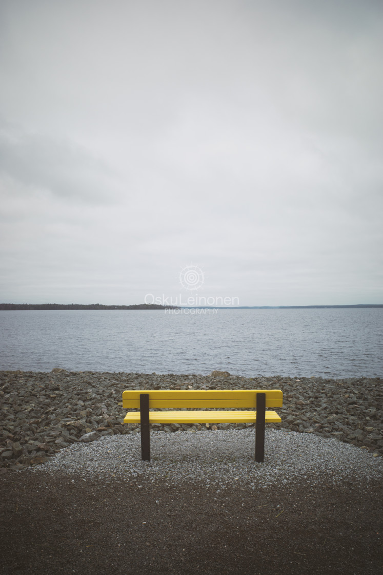 "Santalahti Coastline VI (Yellow Bench)" stock image