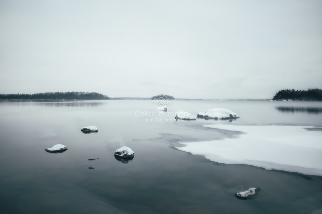 "Snowy Lake View V (Rocks)" stock image